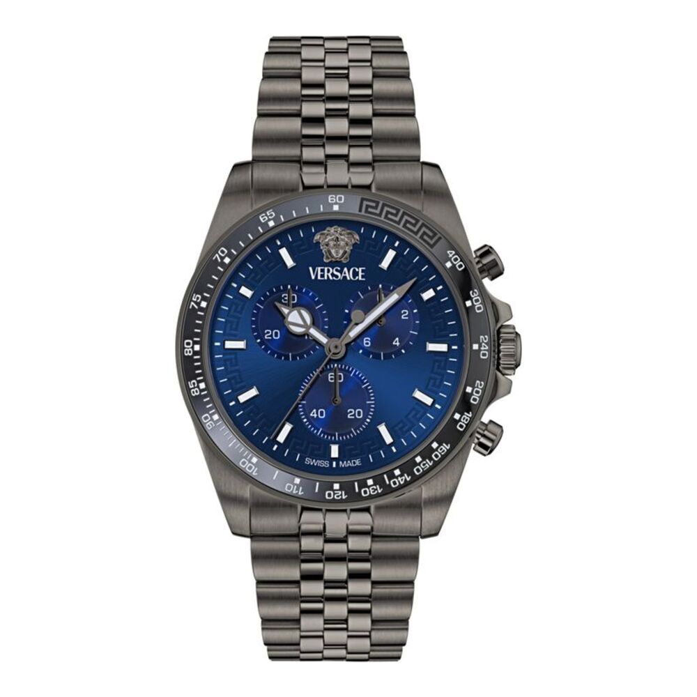 Versace Greca Chrono Wave Bracelet Watch Grey Mens